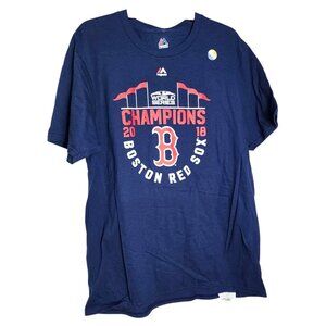 Majestic 2018 World Series Champions Boston Red Sox T-Shirt - Large 100% Cotton